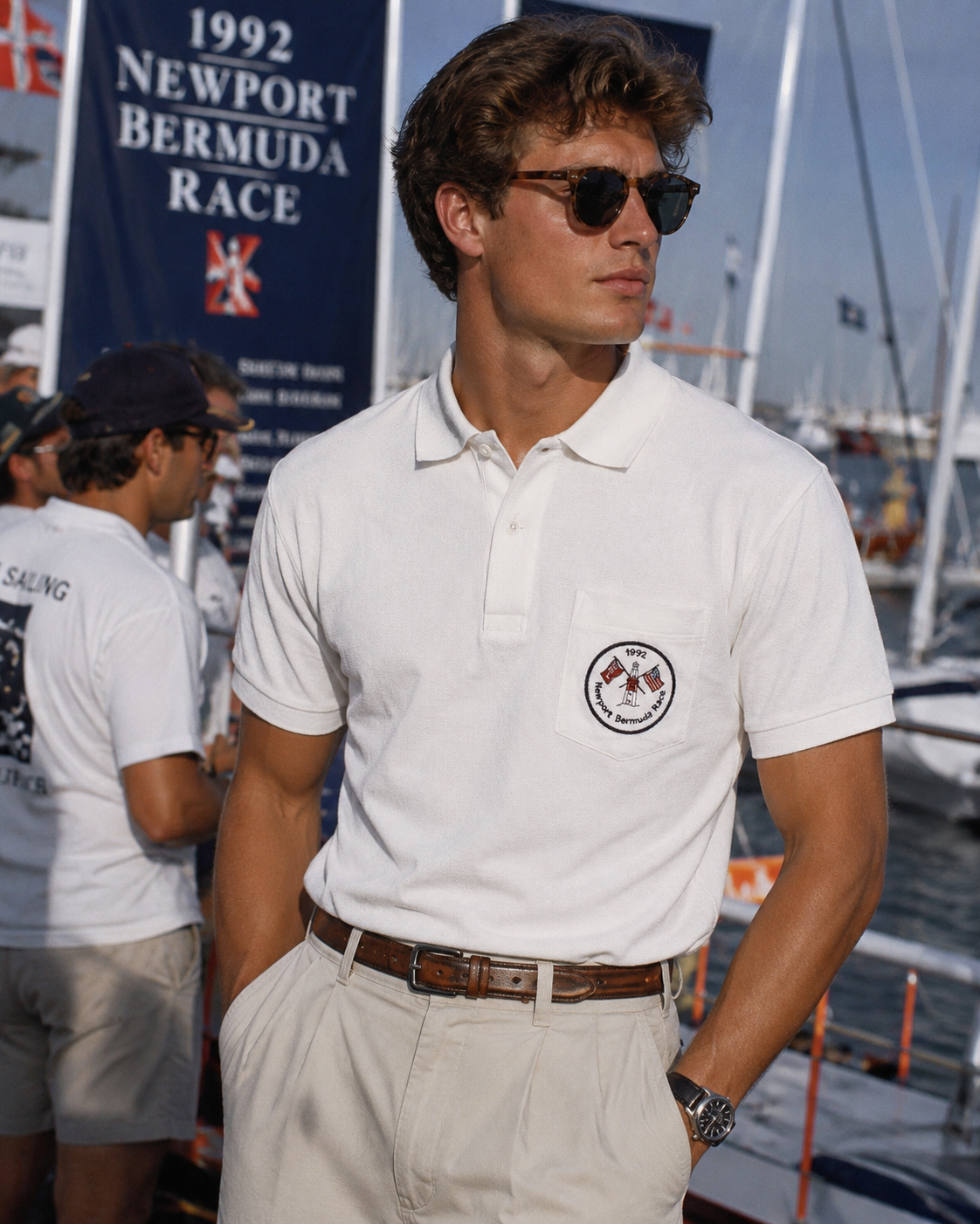 1992 Newport Bermuda Race x The English Sport Shop White Cotton Pique Polo Shirt Sz XL (NWT)