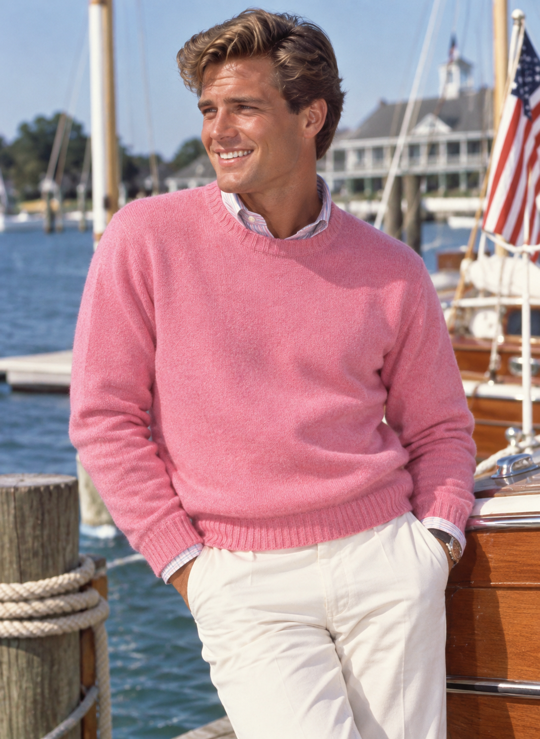 "Harley Of Scotland Candy Pink Shetland Crewneck Sweater" Sz L (NWT)
