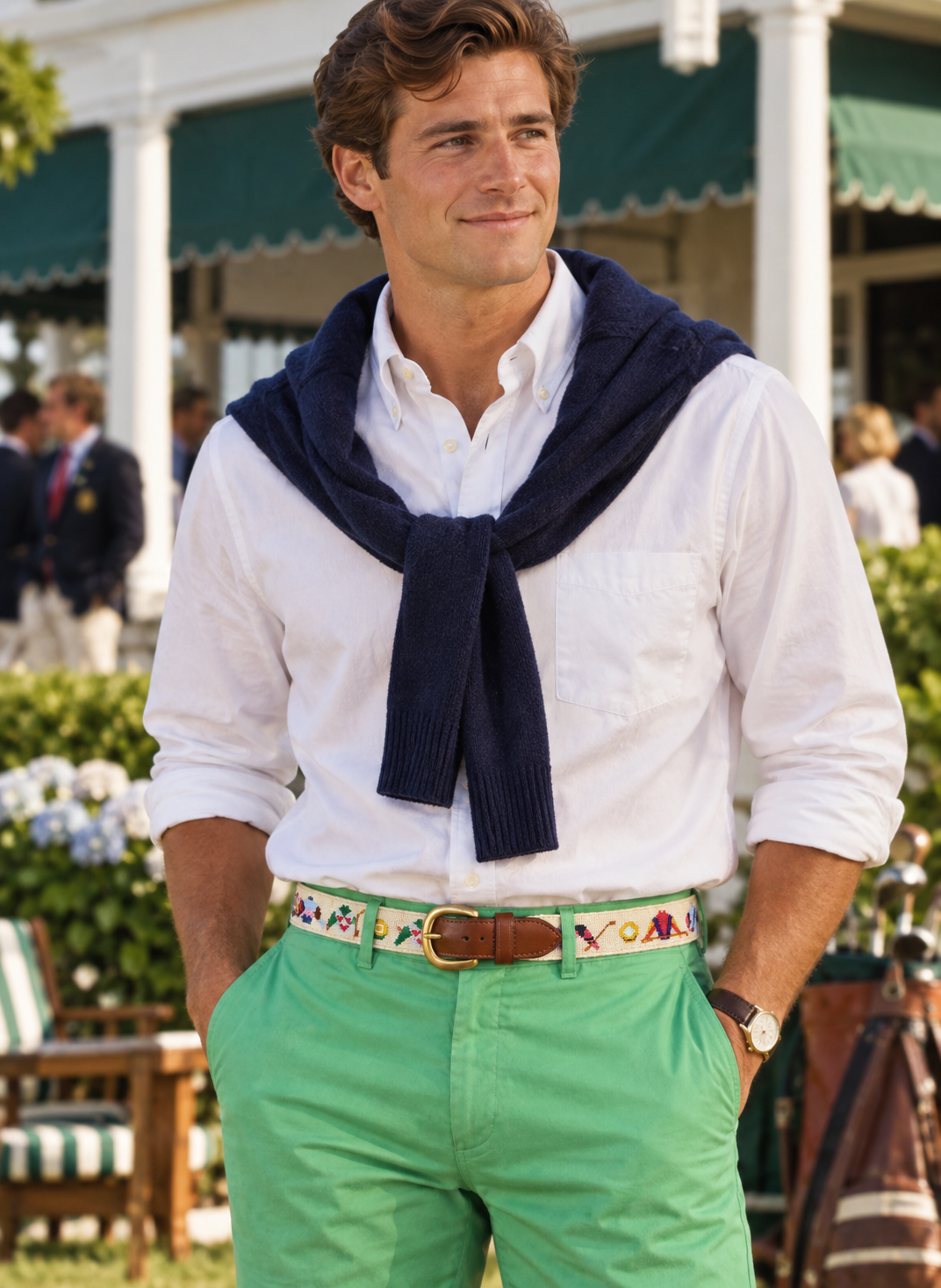 "Hand Needlepoint Jockey Silks Belt" Sz 35 (SOLD)