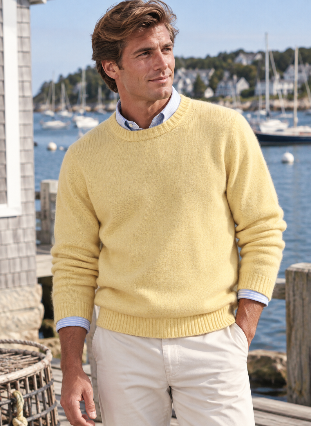 "The Andover Shop Shetland Yellow Wool Crewneck Sweater Made In Scotland" Sz L (NWT) (SOLD)