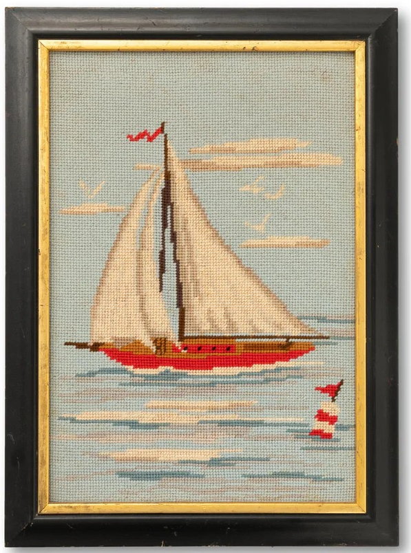 Framed Needlepoint Sailboat