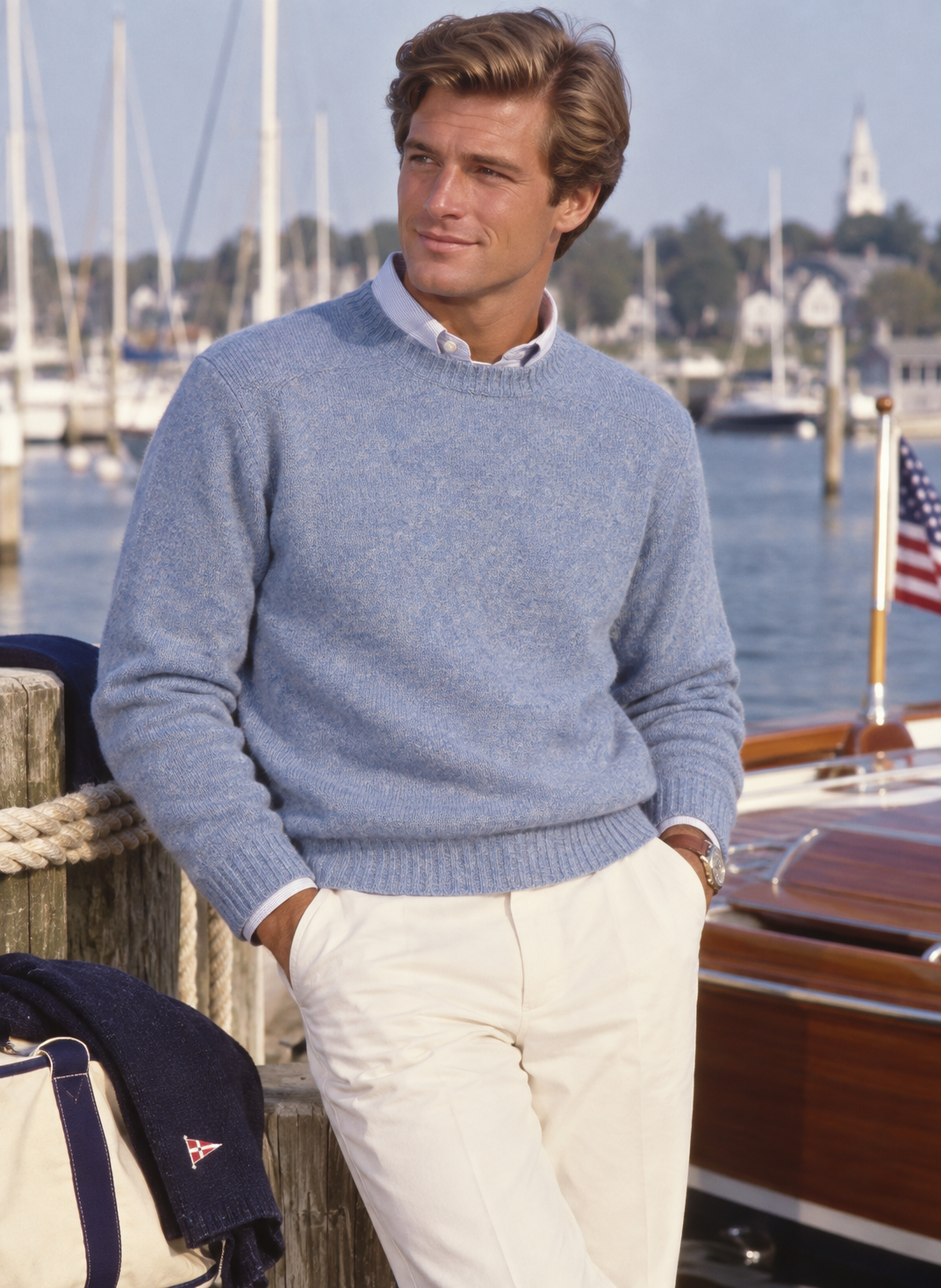 "Harley Of Scotland Ice Sea Blue Shaggy Dog Shetland Crewneck Sweater" Sz XL (NWT)