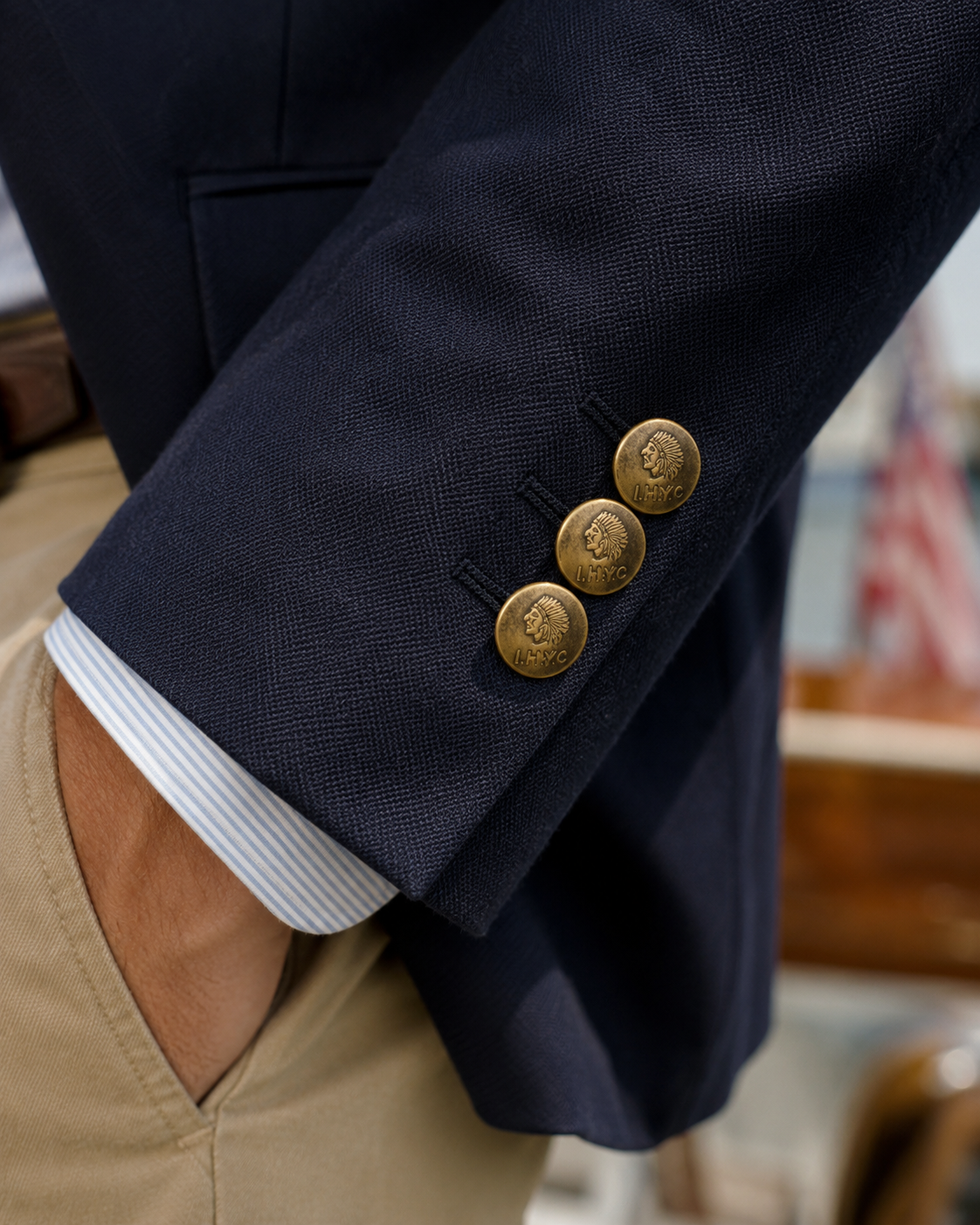 "Set x 4 Indian Harbor Yacht Club Brass Blazer Buttons"