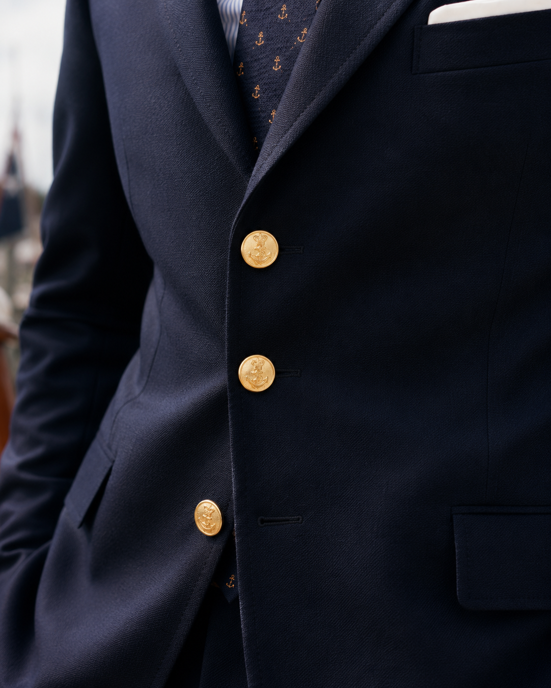 "Box Set x 7 Anchor Motif Brass Blazer Buttons" (NIB)