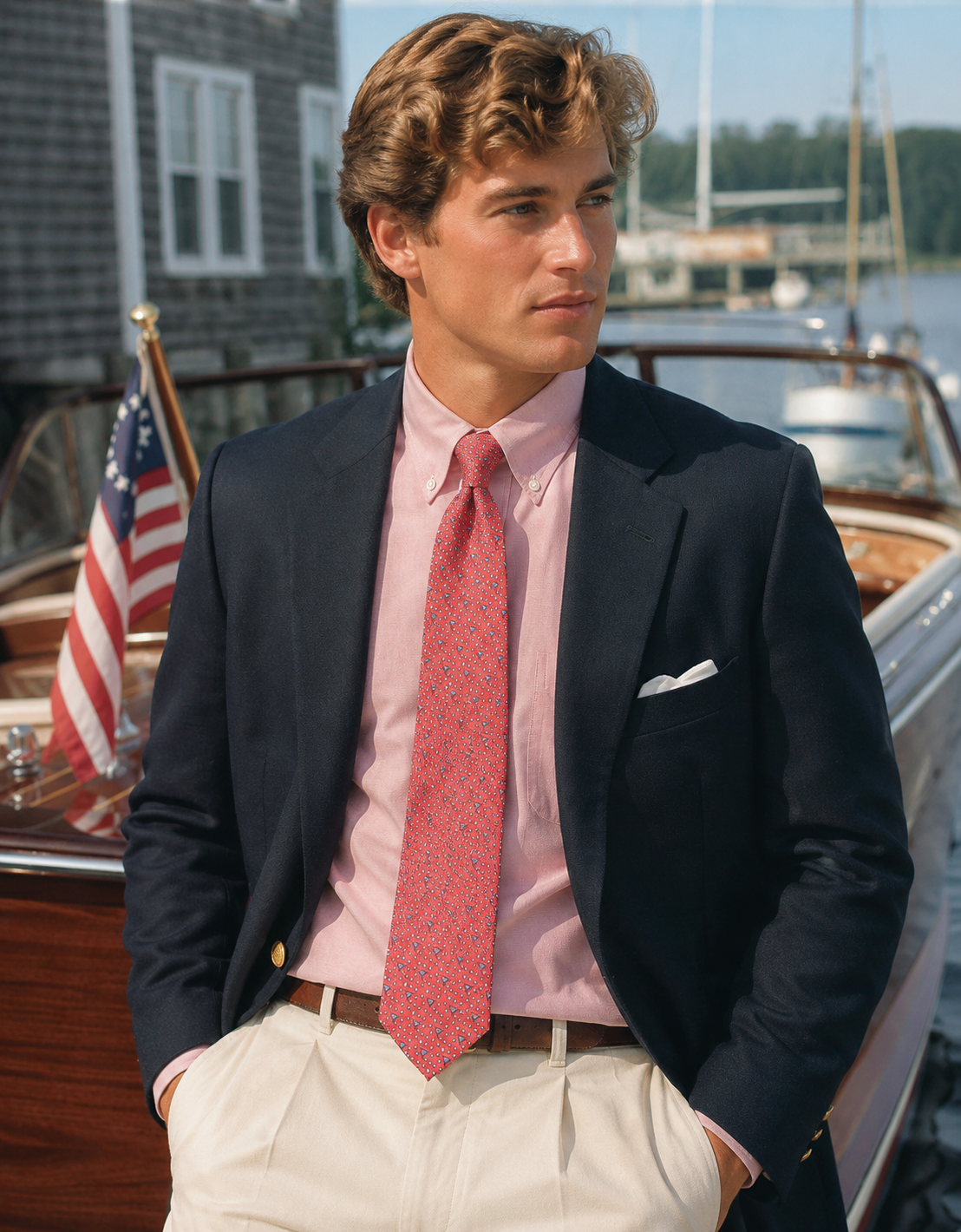 "Nantucket Yacht Club x VV Members Red Silk Tie w/ NYC Burgee Flag"