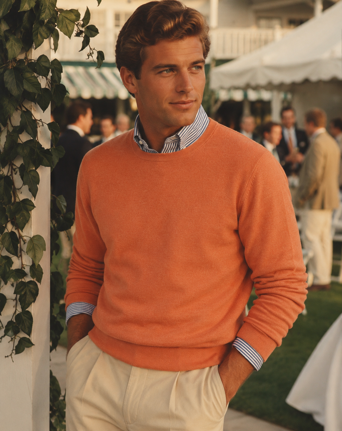 Brooks Brothers Supima Cotton Orange Mesh Knit Crewneck Sweater Sz XXL (NWT)