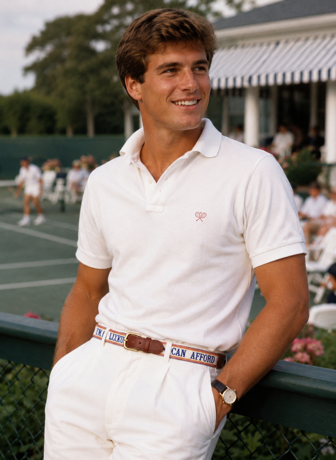 "Rowing Blazers x S&B Hand Needlepoint "I'm A Luxury... Few Can Afford" Belt Sz 36