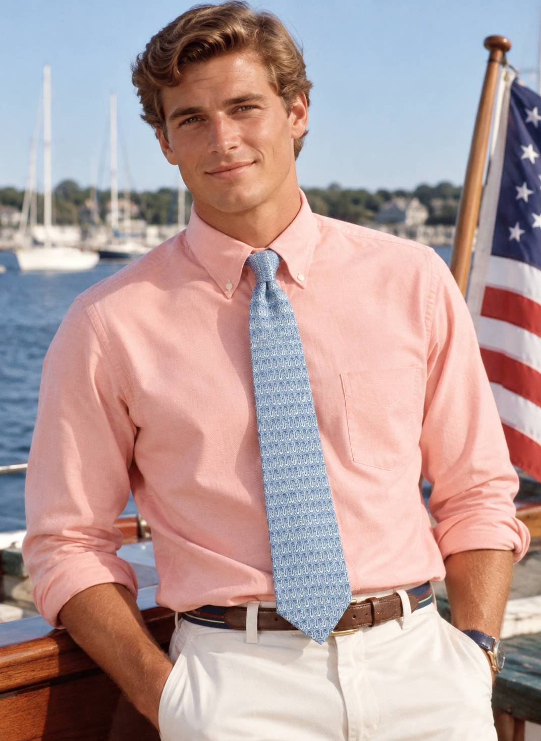 "The Everglades Club Palm Beach x VV Blue Silk Tie w/ Gator EC Logo"