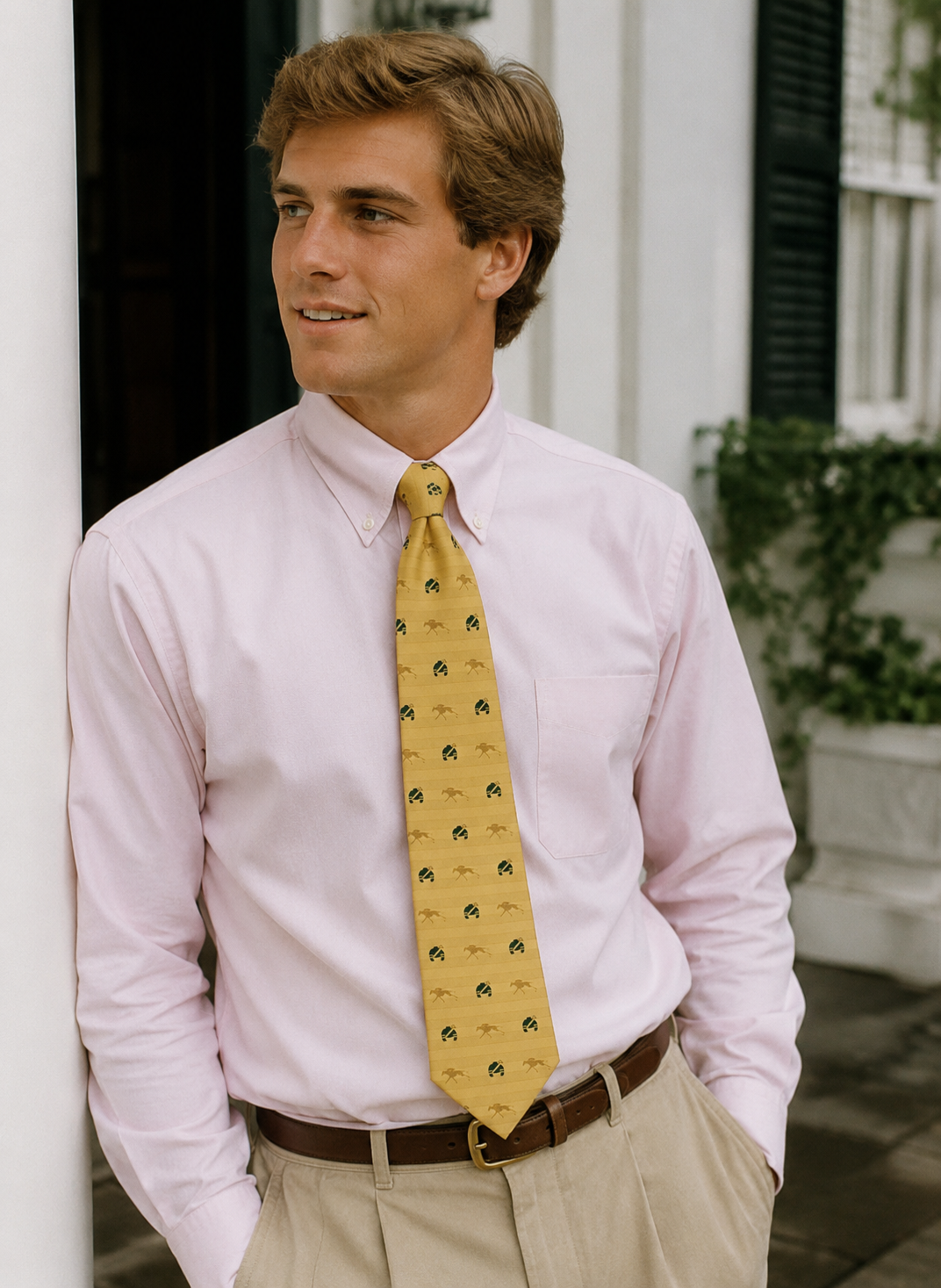"Keeneland Racecourse Yellow Jockey Silk Club Tie"
