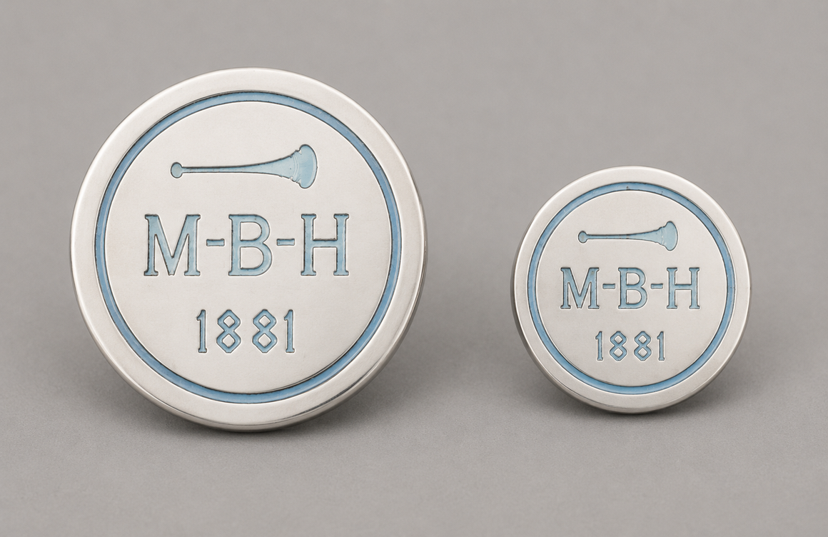"Set x 2 Meadow Brook Hunt M-B-H 1881 Sterling Hunt Club Buttons" (SOLD)
