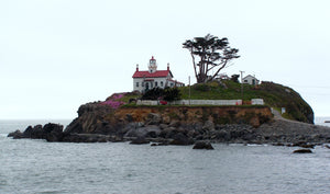 "Battery Point/ Crescent City Lighthouse" Watercolor by Dorothy Ishoy (1919-2021)