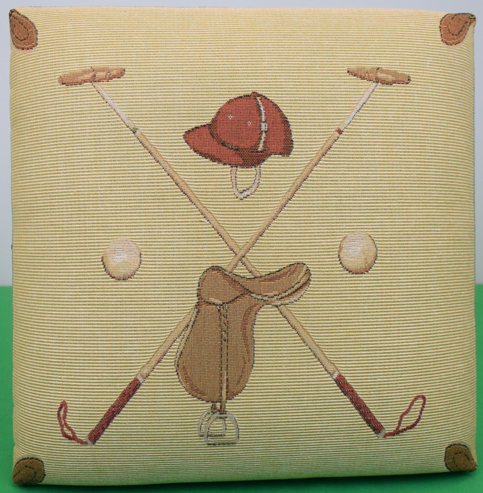 "Polo Tapestry Foot Stool w/ X'd Mallets & Saddle" (NWT)