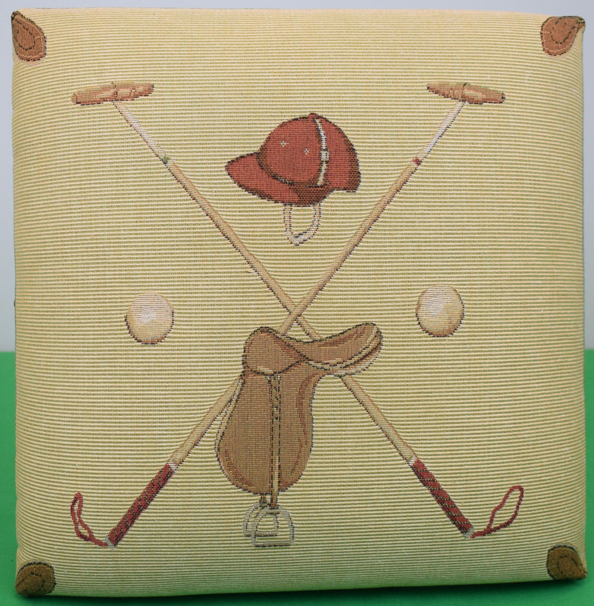 "Polo Tapestry Foot Stool w/ X'd Mallets & Saddle" (NWT)