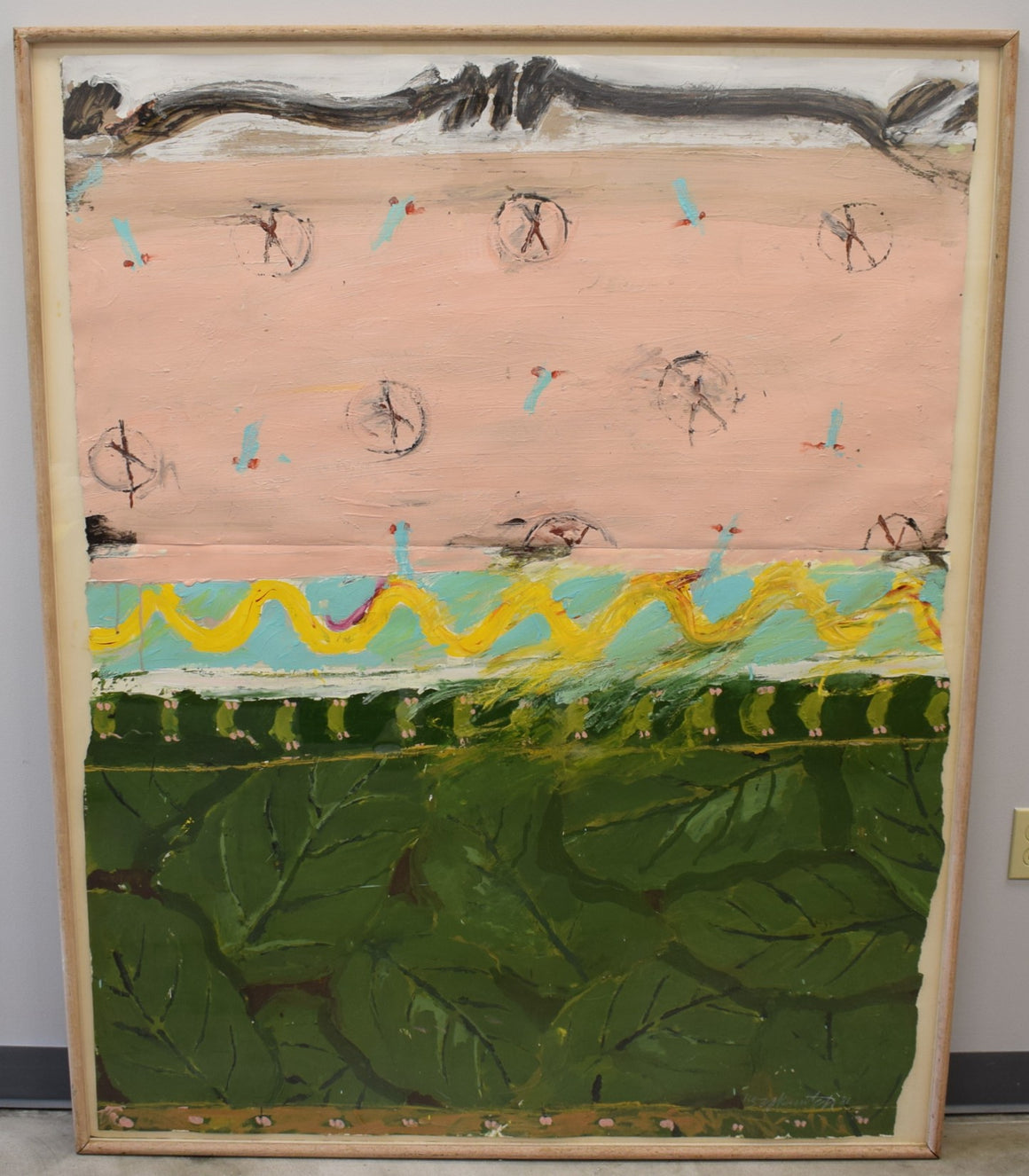 "Split Level V" (Border Series) c1981 Acrylic on Paper by Robert Zakanitch