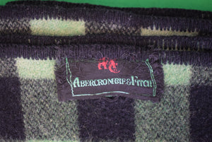 "Abercrombie & Fitch c1950s Green/ Black Buffalo Plaid Wool Camp Blanket"