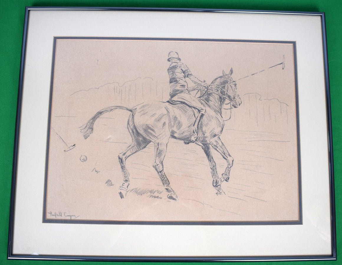 Polo Player Charcoal Pencil Sketch by Fairfield Coogan