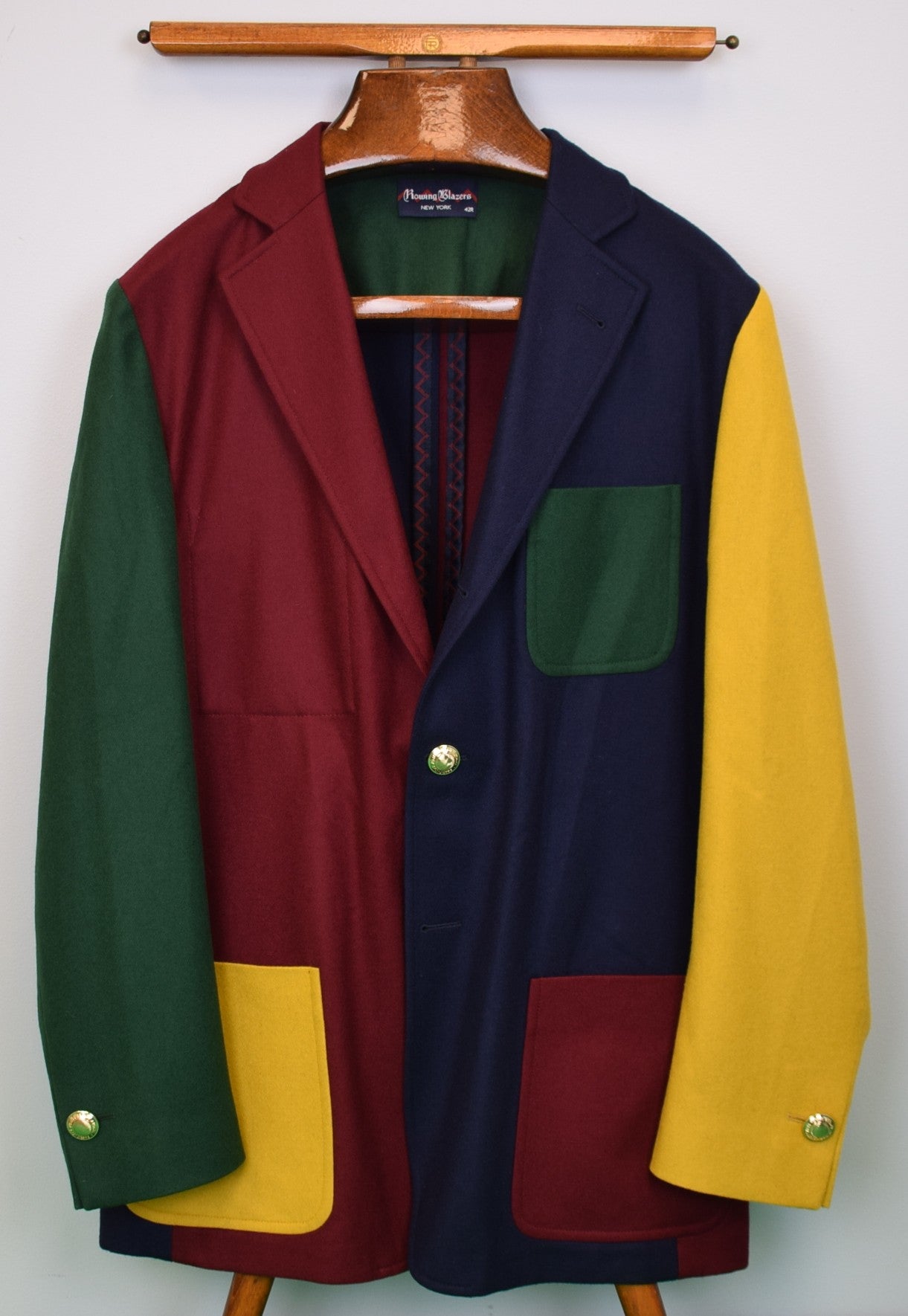 Rowing Blazers Colorblock Flannel Jacket-Navy/ Red/ Yellow/ Green Sz 42