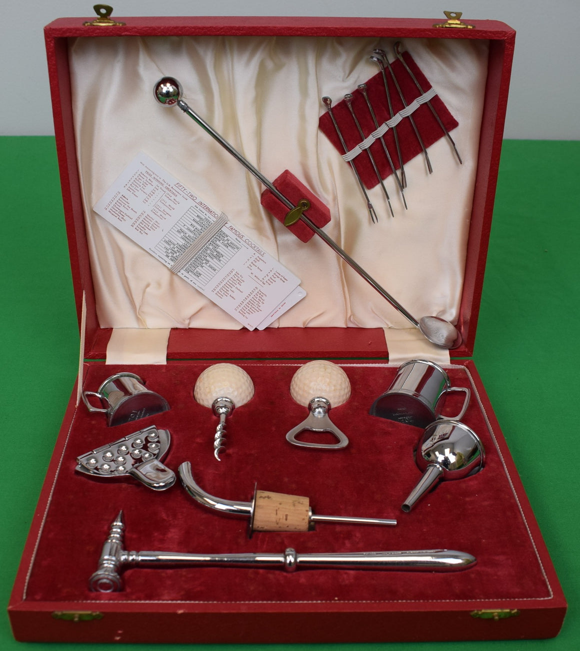 P.H. Vogel & Co English Silver Plated Golf Theme Cocktail Barware 16pc Box Set