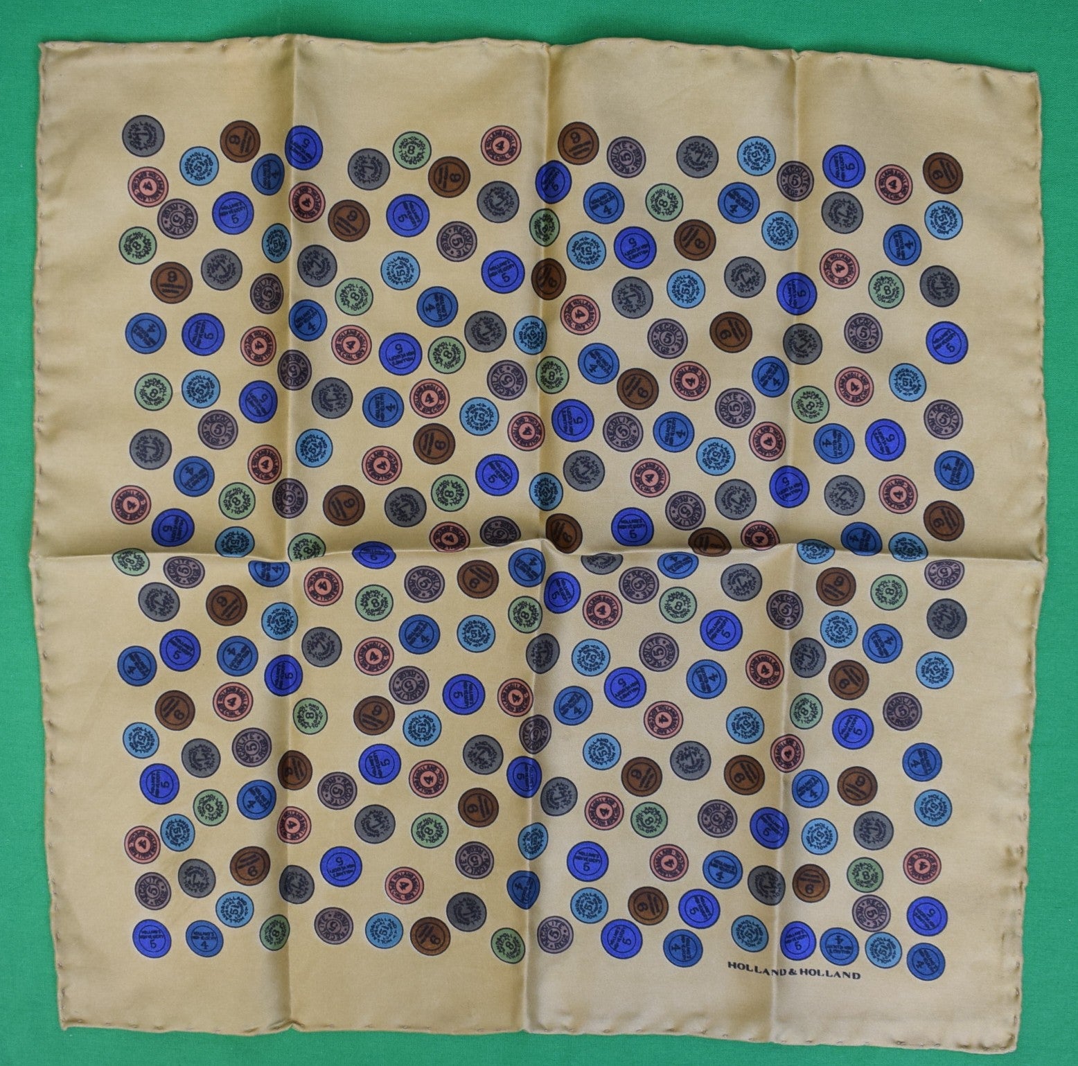 Holland & Holland x Drake's London Shot Shell English Bronze Silk Pocket Square (NWOT)