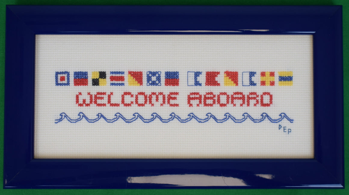 Nautical Needlepoint "Welcome Aboard" w/ Signal Flags