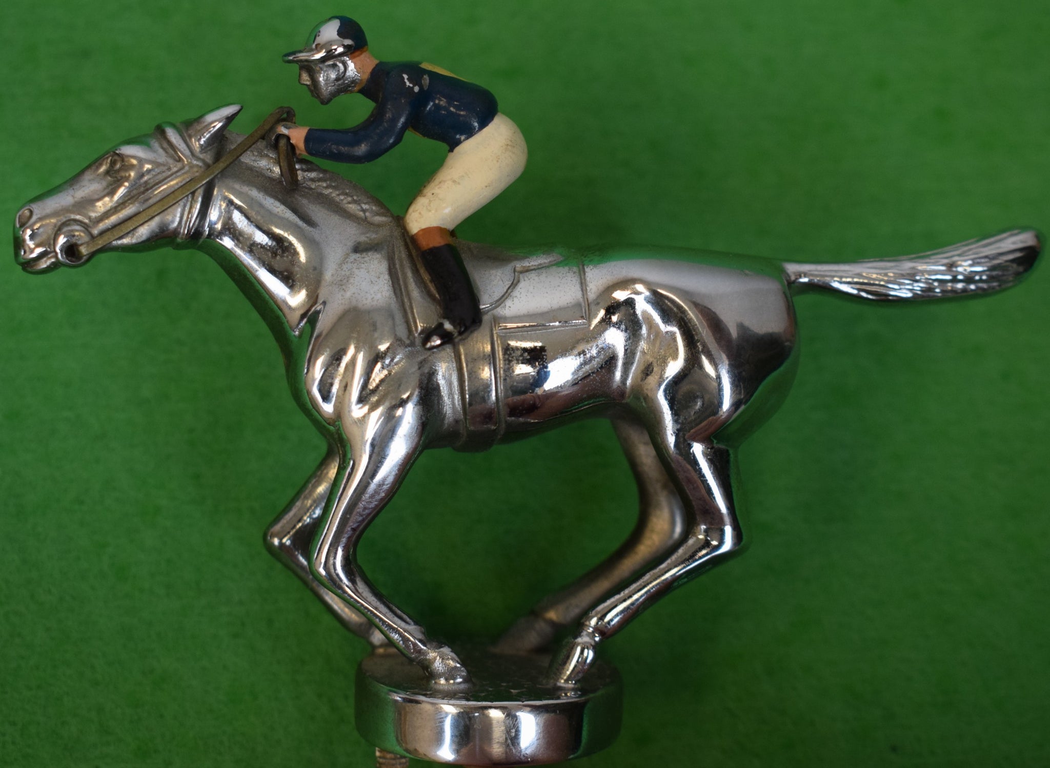 Lejeune Made In England Chrome w/ Jockey/ Racehorse Car Mascot
