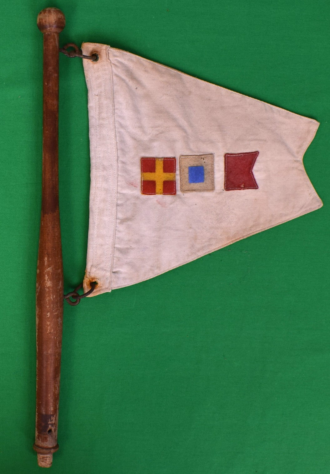 "Chris Craft Motorboat Nautical Canvas Signal Flag w/ Wood Flagpole"