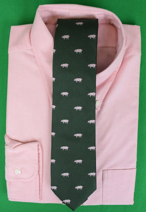 J. Press Pink Pig/ Hunter Green Irish Silk Tie