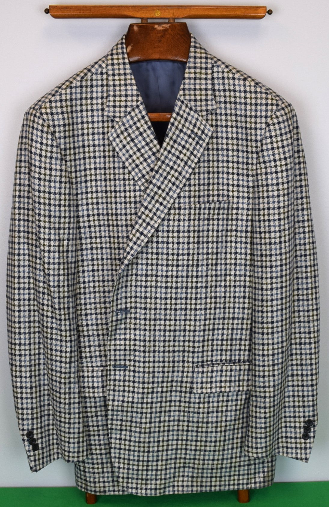 O'Connell's Silk Blue/ Olive Check Sport Coat Sz 48T (NWOT)