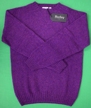 "Harley Of Scotland Heather Purple Melange Shaggy Dog Shetland Wool Crewneck Sweater" Sz L (NWT)