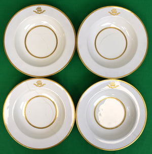 Set x 4 Tiffany & Co. Clipper Ship Gold Trim Soup Bowls Made In England By Mintons China