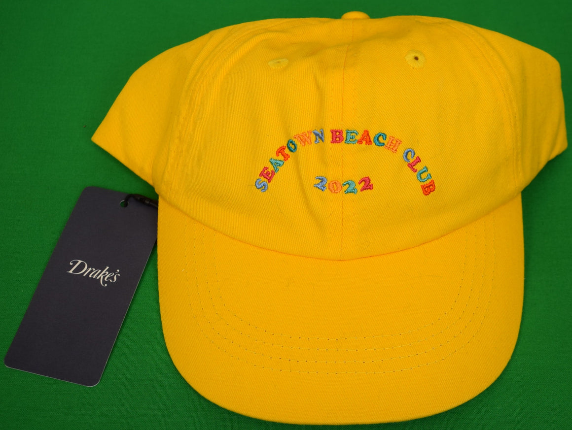 "Drake's London Seatown Beach Club 2022 Yellow Cotton Twill Baseball Cap" OSFA (NWT)