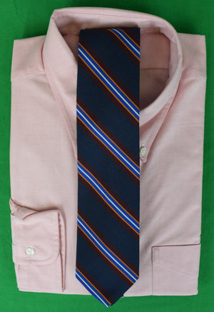 J. Press Navy w/ Burg/ Gold Silk/ Wool Irish Poplin Repp Stripe Tie
