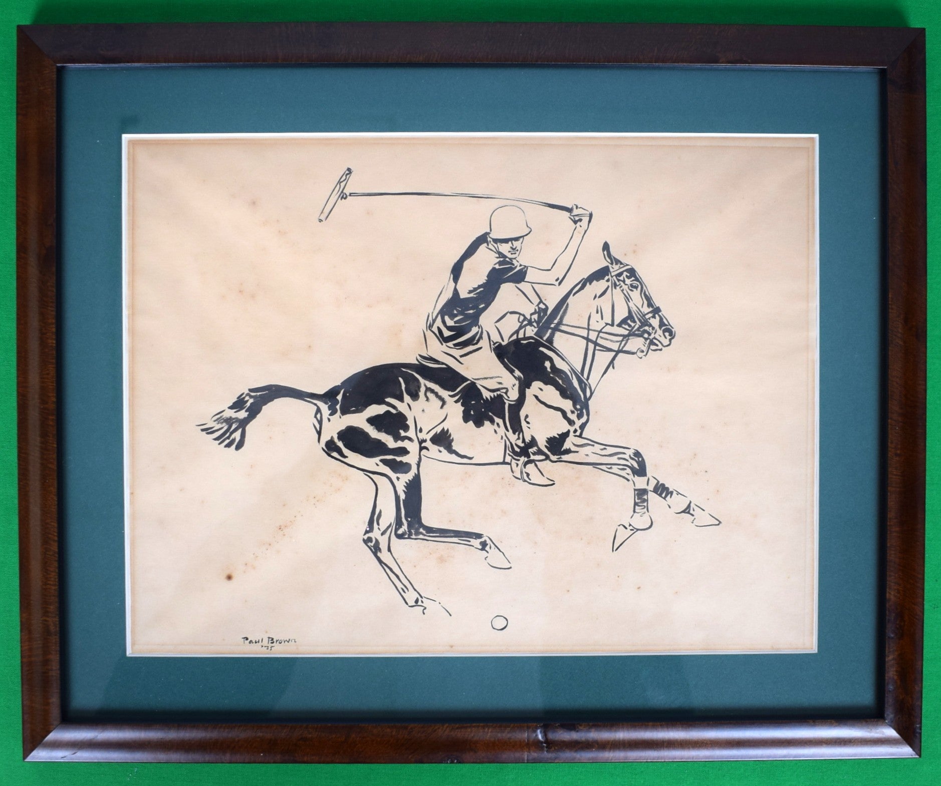 Polo Player Backshot 1935 Pen & Ink Drawing by Paul Brown