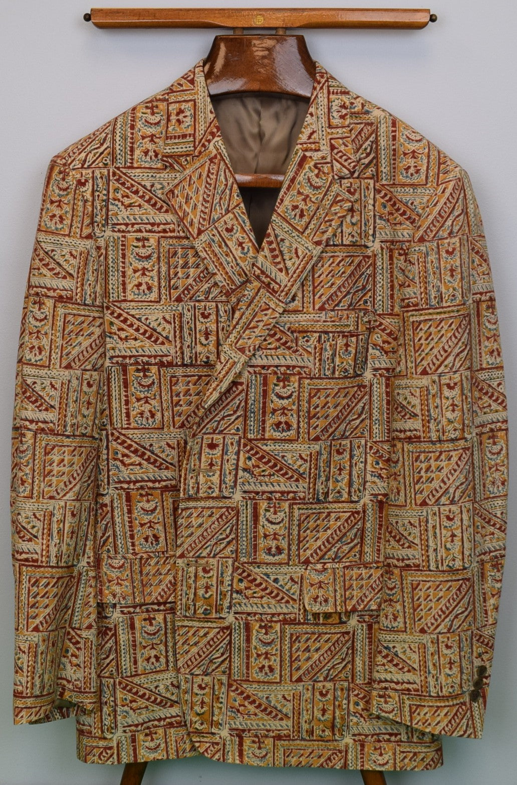 J. Press Tan/ Russet Batik Block Print Sport Coat Sz 46R (LNWOT)