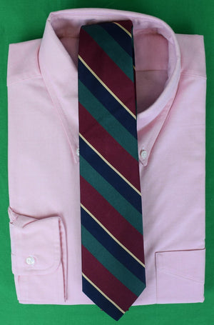 J. Press Burgundy w/ Navy/ Green/ Gold Repp Stripe Silk Tie