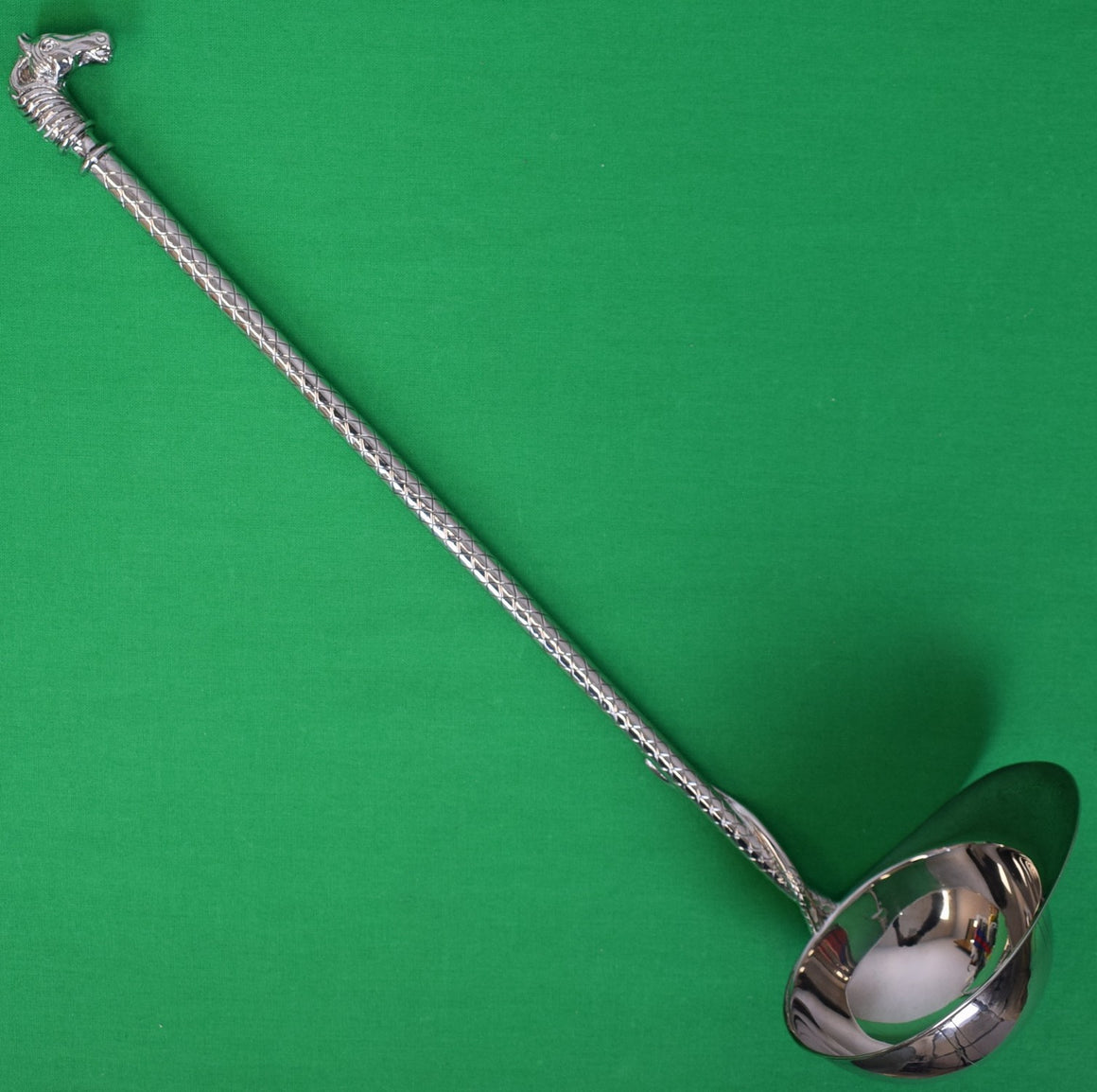 Silver Plated Jockey Cap Soup Ladle w/ Crop Handle & Horse-Head Finial The Estate of Marylou Whitney