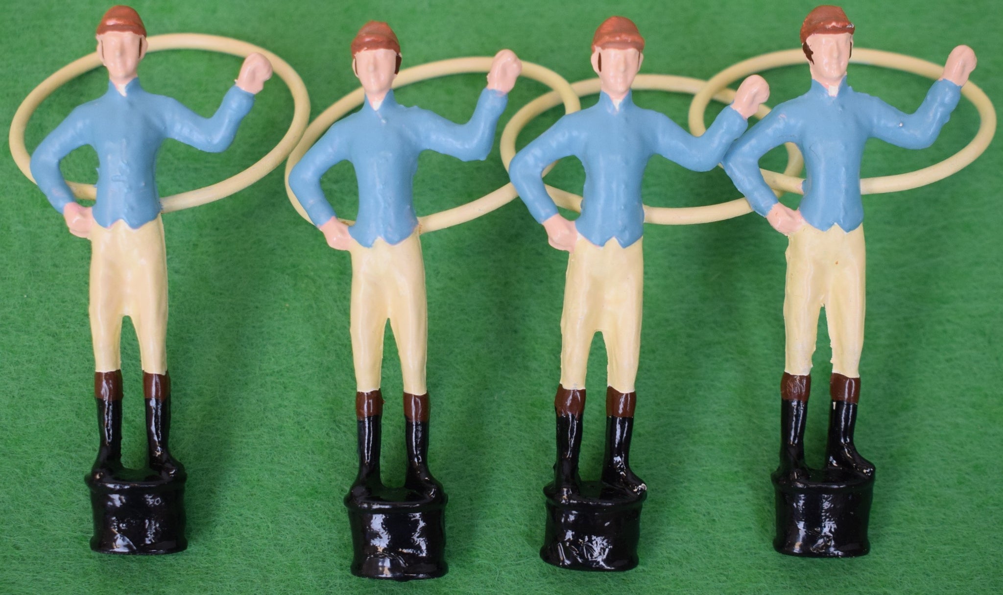 "Set x 4 C.V. Whitney Stables Hand Painted Jockey Napkin Rings"