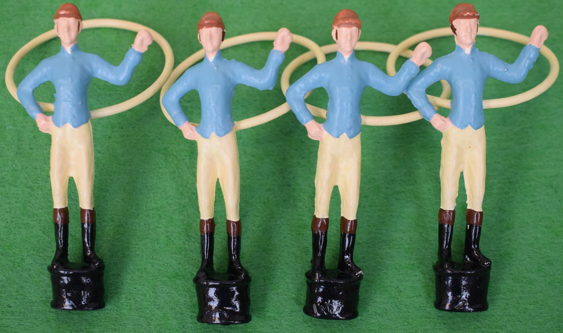 "Set x 4 C.V. Whitney Stables Hand Painted Jockey Napkin Rings"