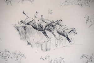 Grand National Steeplechase c1930s Drypoint Vignette By Paul Brown