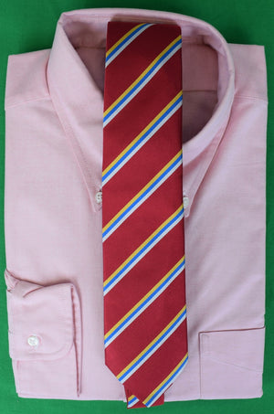 The Andover Shop x Seaward & Stearn Red w/ Gold/ Blue/ Silver Repp Stripe English Silk Tie (NWT)