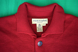 Myopia Hunt Club Claret Wool Knit 1/4 Pullover w/ Suede Elbow Patches Sz M