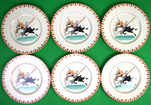 Set x 6 Lenox c1930s Polo Salad Plates Made For Black Starr & Frost Gorham Inc.