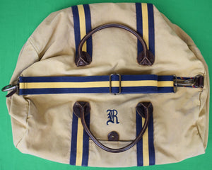Rugby Ralph Lauren Khaki w/ Navy/ Yellow Stripes Canvas Duffle Bag