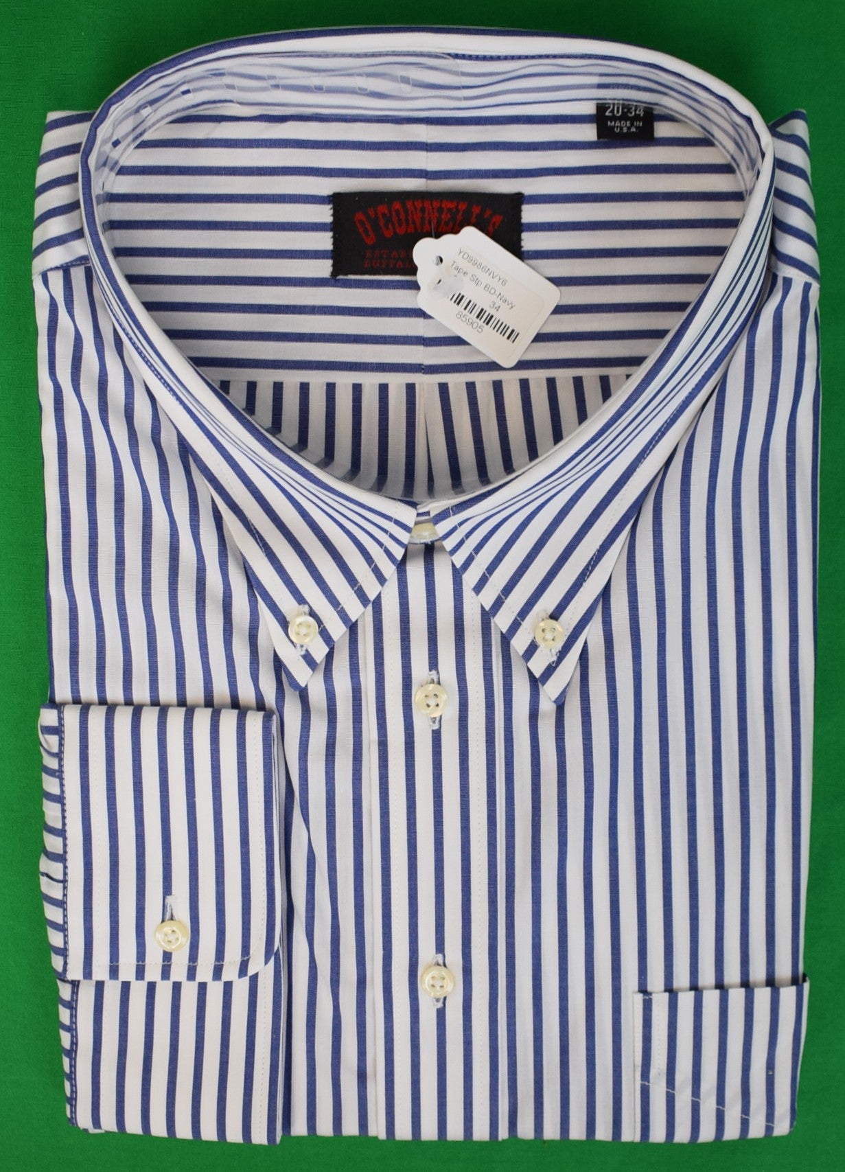 "O'Connell's Button Down Dress Shirt - Tape Stripe - Navy" Sz 20-34 (NWT)