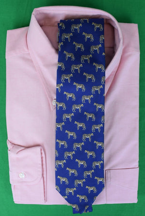 O'Connell's x Seaward & Stearn Royal Blue English Silk w/ Gold Cheetah Club Tie