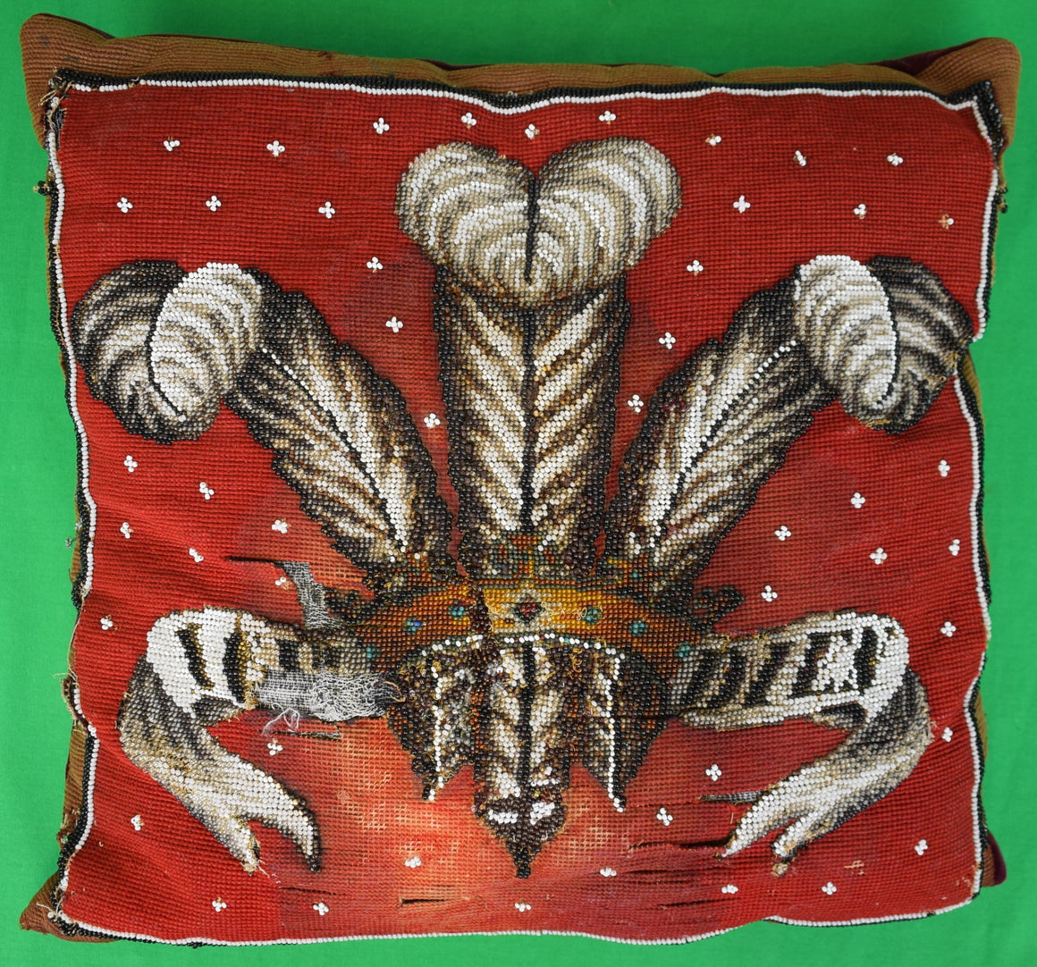 "A Victorian Beadwork And Grosspoint Pillow, English, Circa 1860" Provenance: The Susie Hilfiger Collection