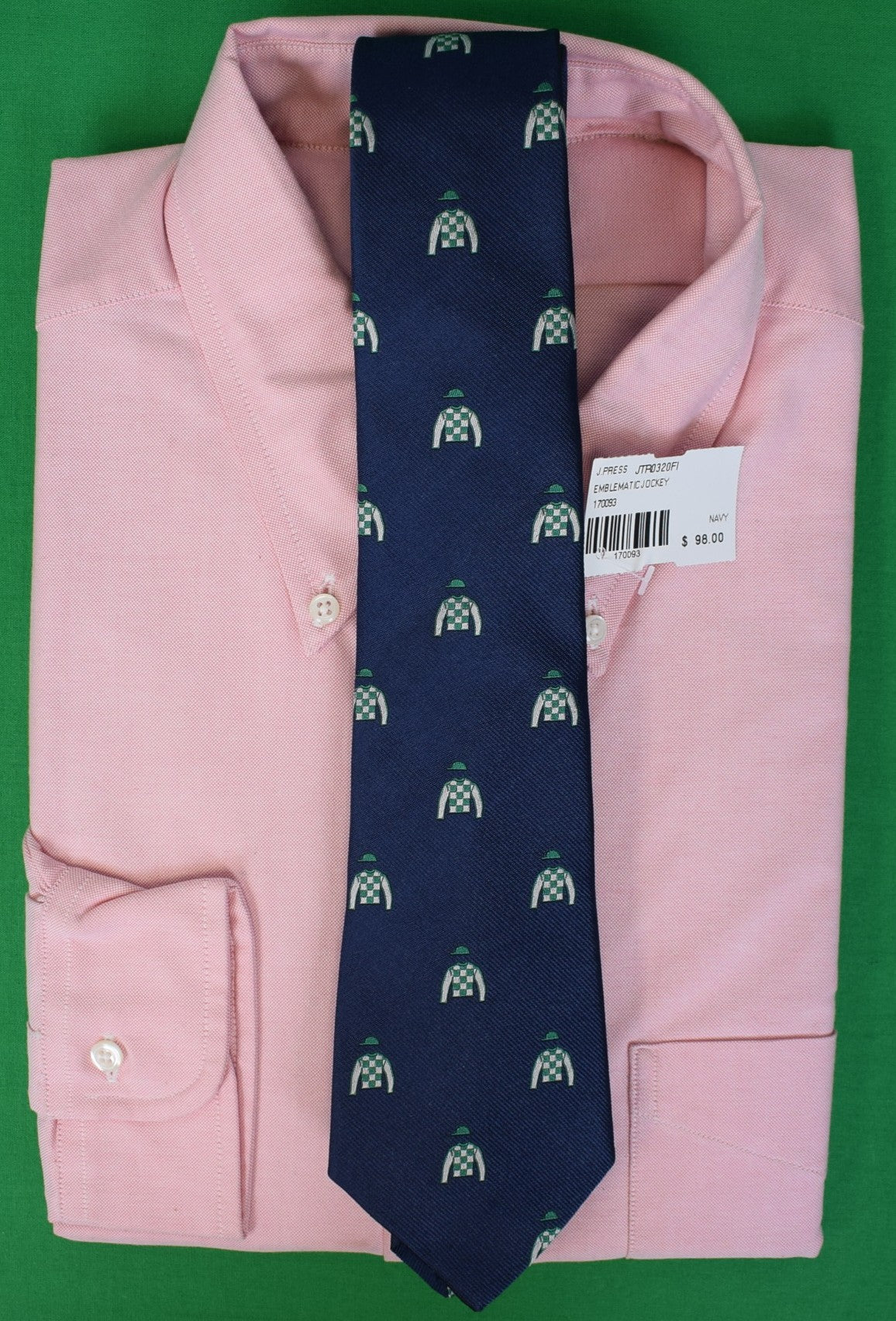 J. Press Navy Jockey Print Silk Club Tie (NWT)