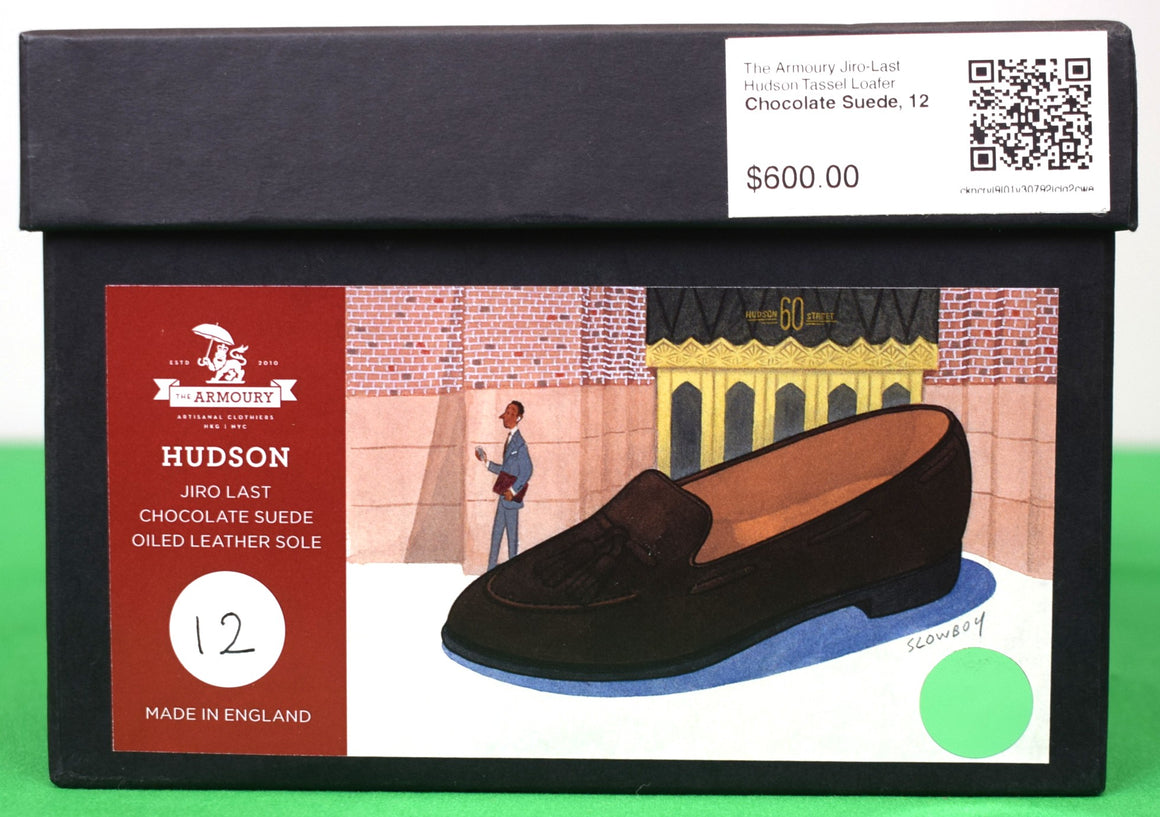 The Armoury Made in England Jiro- Last Hudson Tassel Loafers Chocolate Suede Sz 12UK/ 13US (New w/ Box)