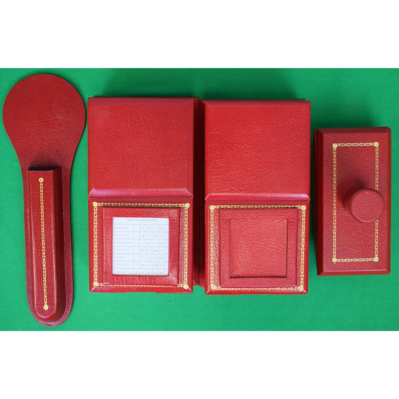 Set x 4 Smythson of Bond Street c2001 Red Calf Leather Desktop Accessories Provenance: The Susie Hilfiger Collection
