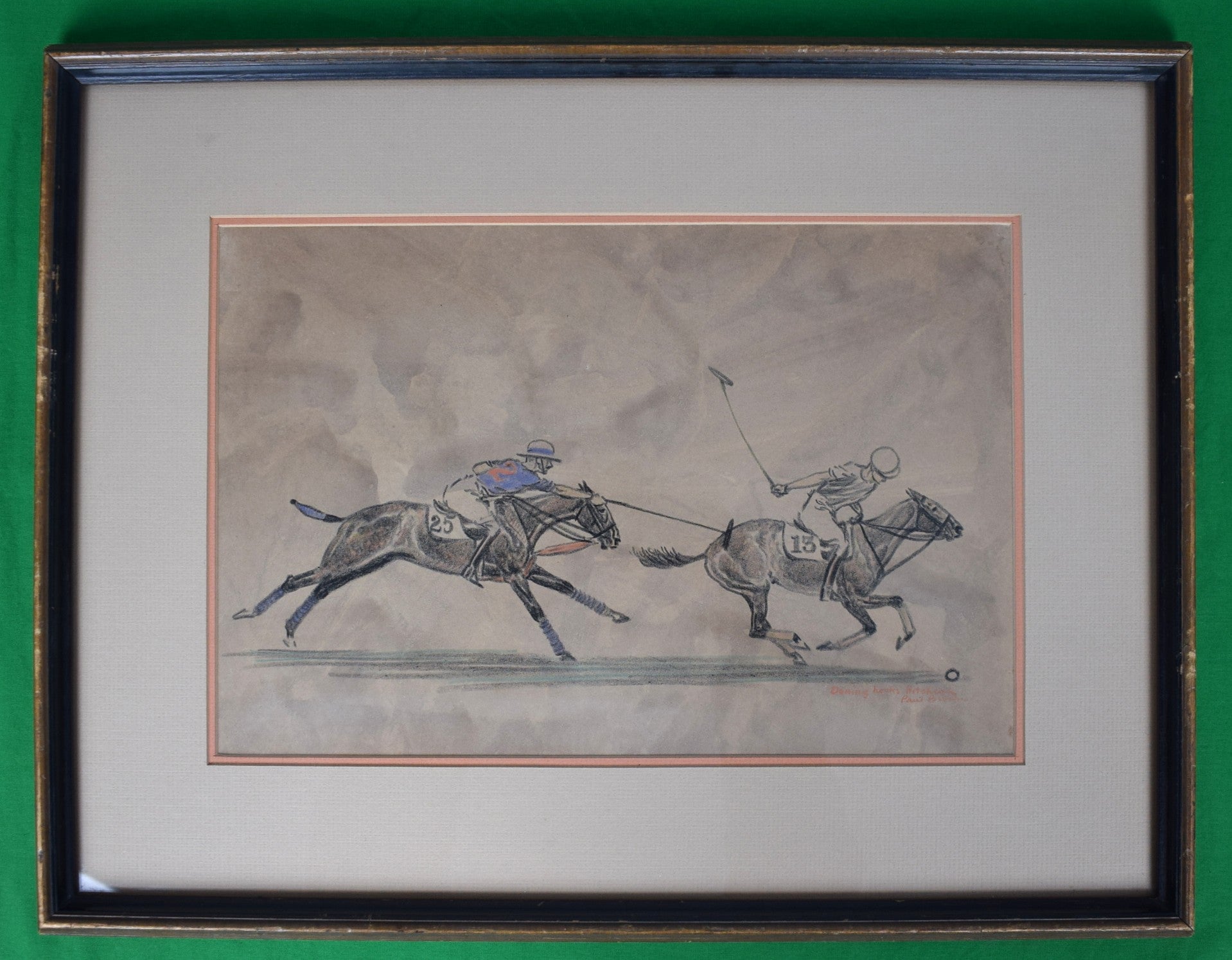 Dening Hooks Hitchcock 1927 International Polo Match at Meadow Brook Conte Drawing by Paul Brown